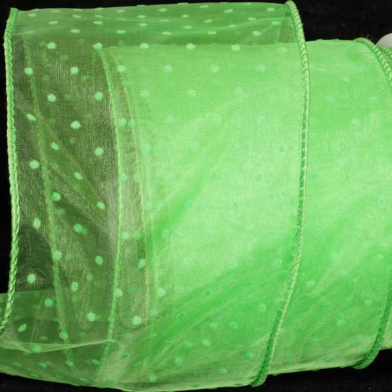The Ribbon People Lime Green Polka Dotted Wired Craft Ribbon 2.5" x 40 Yards